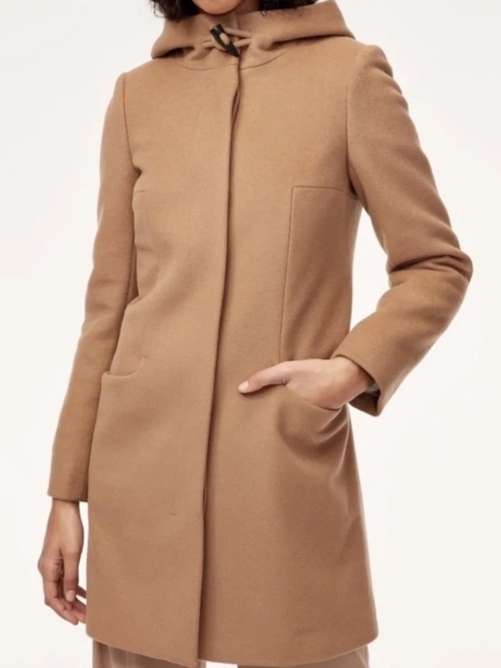 Babaton/Aritzia Hooded & Lined Wool-Cashmere Coat - Camel Colour - Size XS